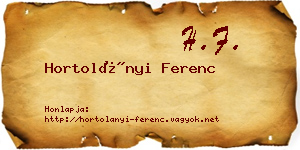 Hortolányi Ferenc névjegykártya
