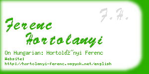 ferenc hortolanyi business card